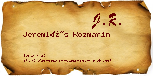 Jeremiás Rozmarin névjegykártya